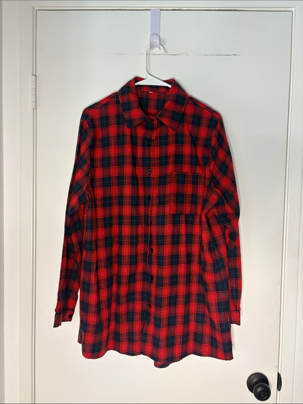 Red and Black Plaid Women’s Button-Up Shirt Flannel